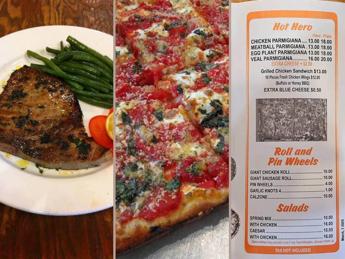 Pizza slices on plates beside Italian comfort food.